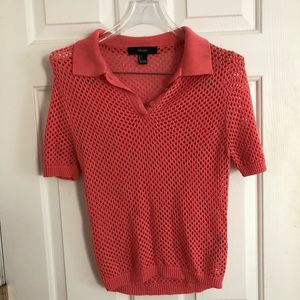 Forever 21 Pink Knit Short Sleeve Collared Shirt